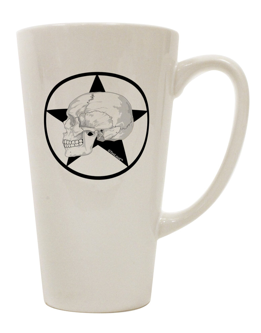 Elevate Your Coffee Experience with the White Skull With Star 16 Ounce Conical Latte Coffee Mug - TooLoud-Conical Latte Mug-TooLoud-White-Davson Sales