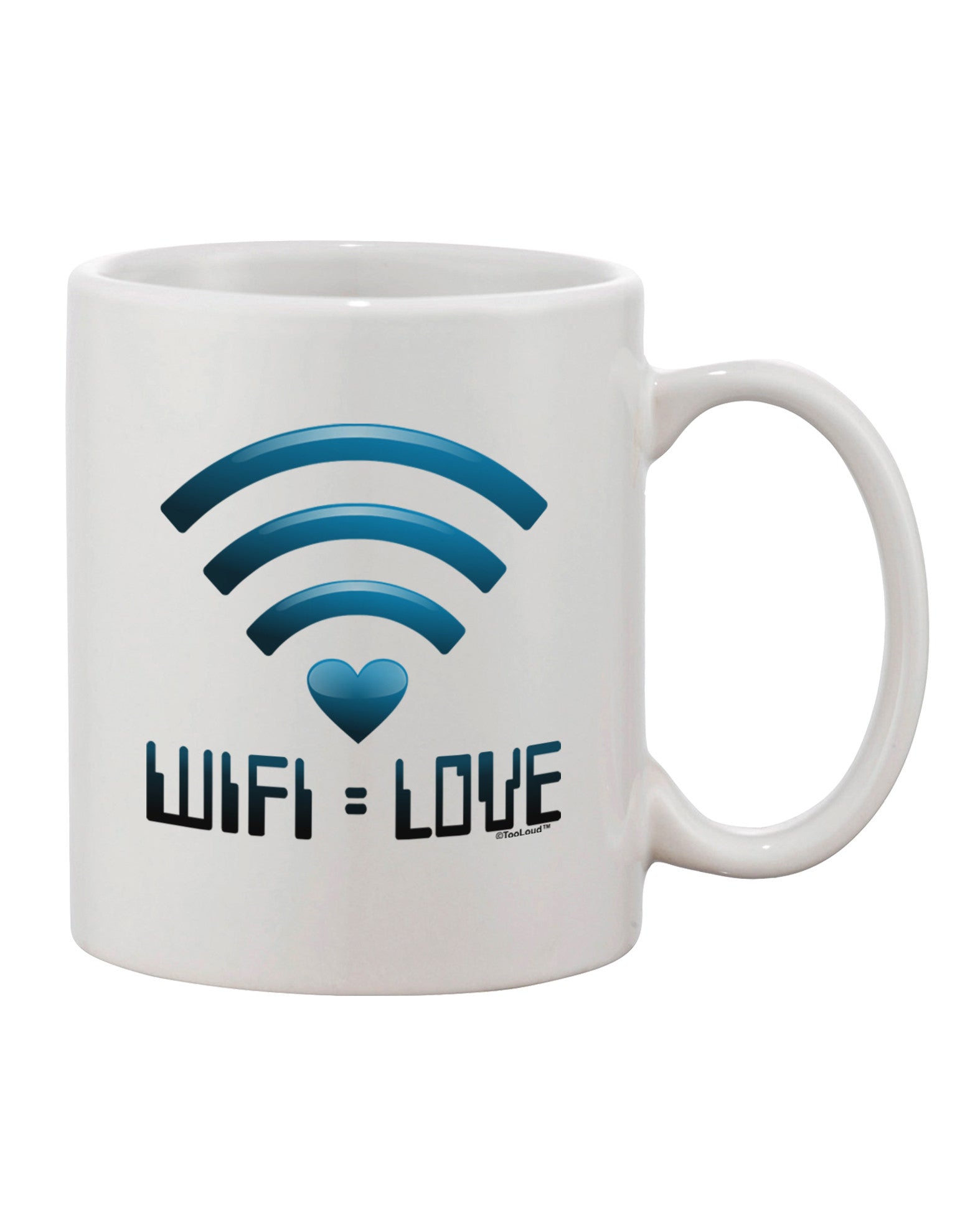 Elevate Your Coffee Experience with the Wifi Equals Love Printed 11 oz Coffee Mug - TooLoud-11 OZ Coffee Mug-TooLoud-White-Davson Sales