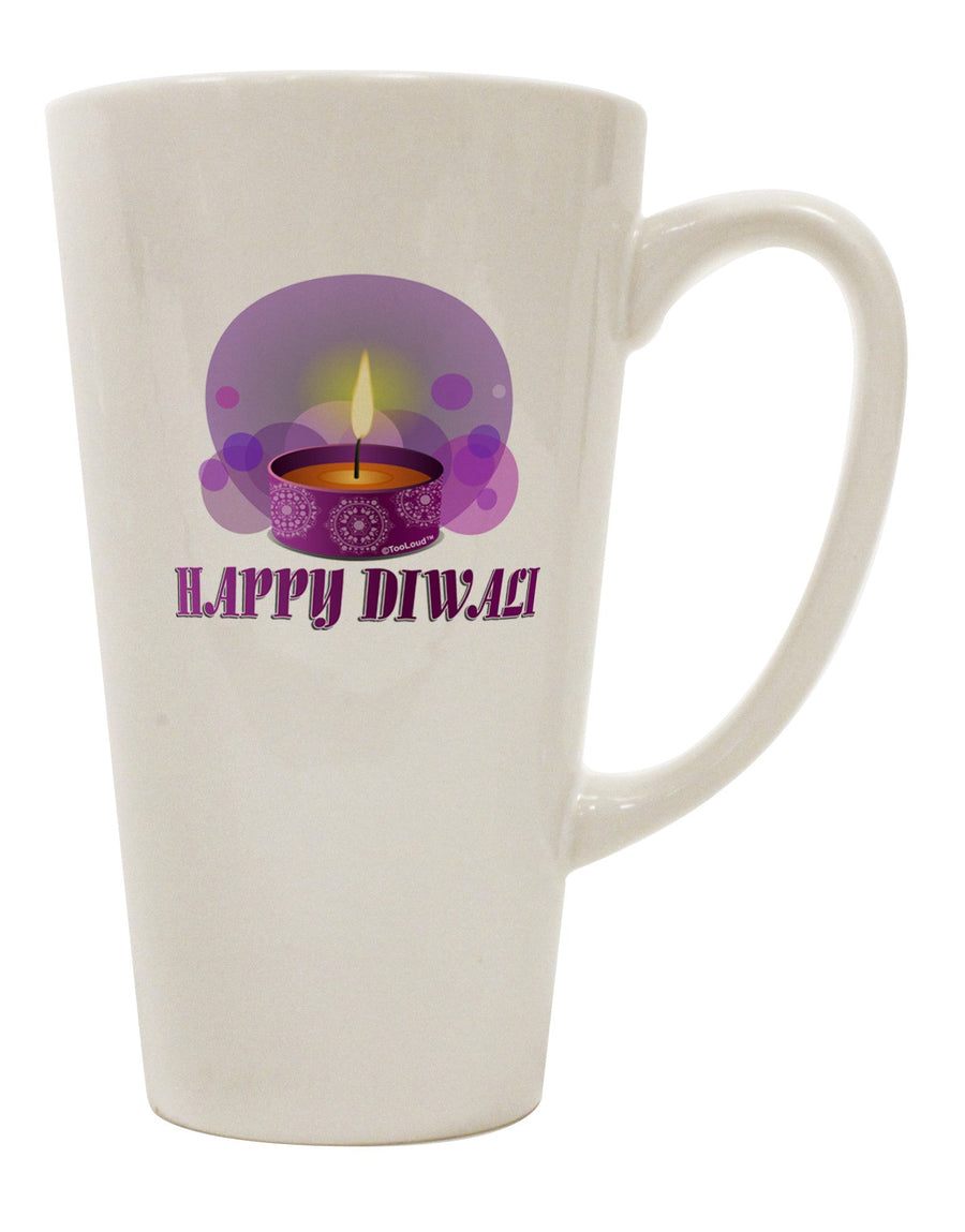 Elevate Your Diwali Celebration with the Exquisite Purple Candle 16 Ounce Conical Latte Coffee Mug - TooLoud-Conical Latte Mug-TooLoud-White-Davson Sales