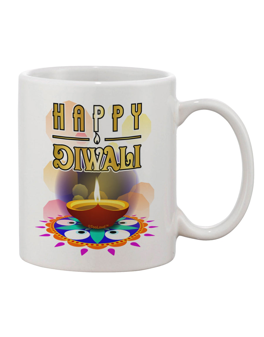 Elevate Your Diwali Celebration with the Exquisite Rangoli and Diya Printed 11 oz Coffee Mug - TooLoud-11 OZ Coffee Mug-TooLoud-White-Davson Sales