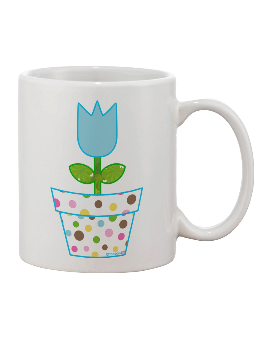 Elevate Your Easter Celebrations with the Exquisite Tulip Design - Blue Printed 11 oz Coffee Mug by TooLoud-11 OZ Coffee Mug-TooLoud-White-Davson Sales