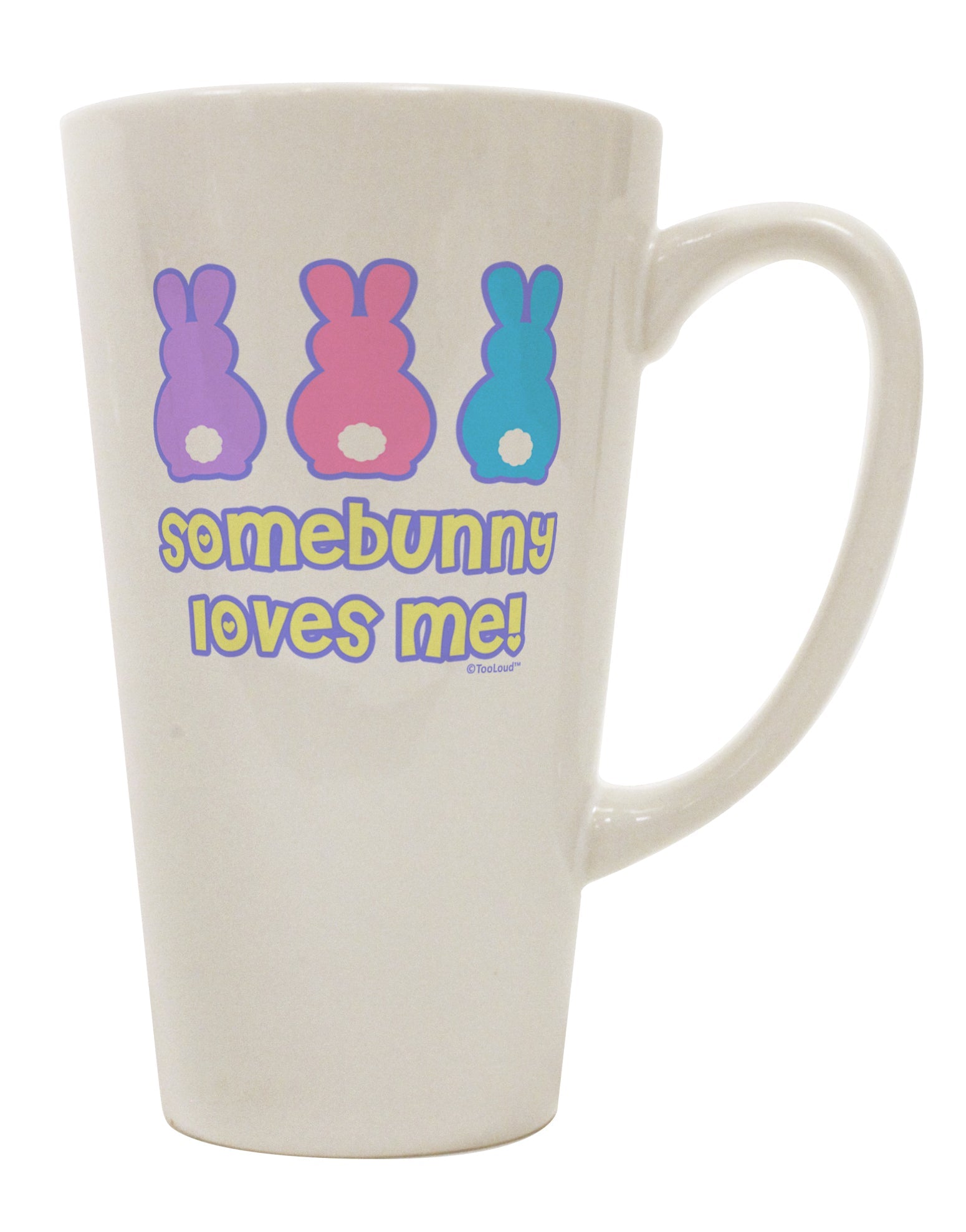 Elevate Your Easter Celebrations with Three Easter Bunnies - Somebunny Loves Me 16 Ounce Conical Latte Coffee Mug by TooLoud-Conical Latte Mug-TooLoud-White-Davson Sales