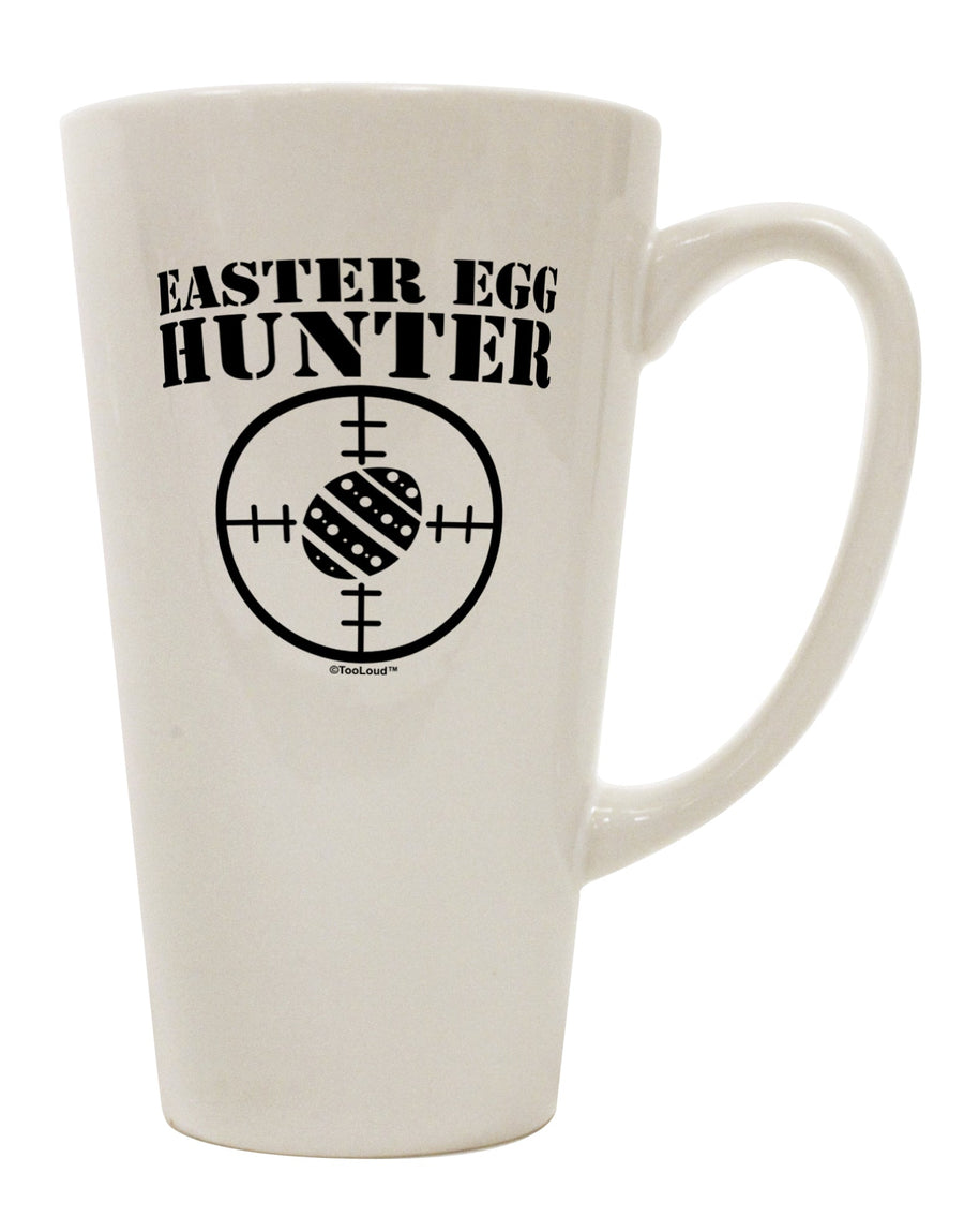 Elevate Your Easter Experience with the Exquisite Easter Egg Hunter Black and White 16 Ounce Conical Latte Coffee Mug - TooLoud-Conical Latte Mug-TooLoud-White-Davson Sales