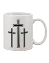 Elevate Your Easter Sipping Experience with the Exquisite Three Cross Design 11 oz Coffee Mug - TooLoud-11 OZ Coffee Mug-TooLoud-White-Davson Sales