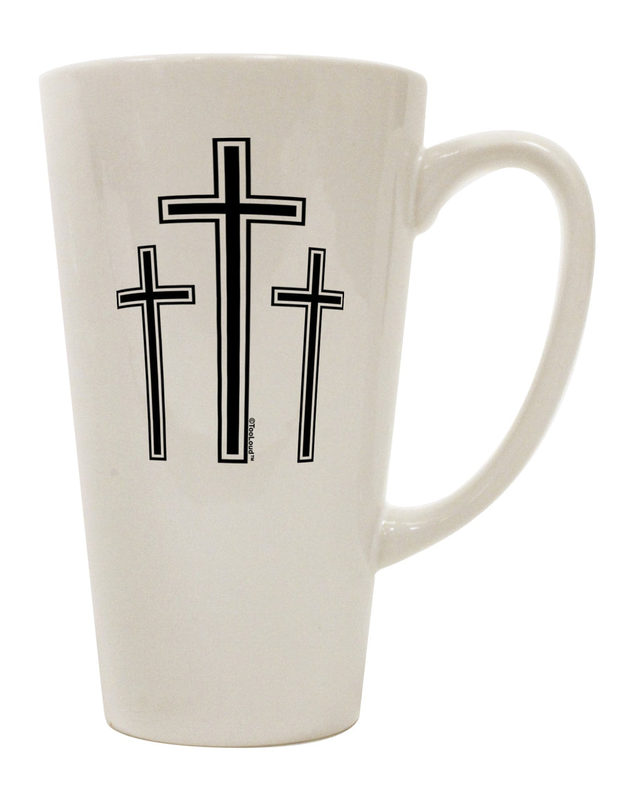 Elevate Your Easter Sipping Experience with the Exquisite Three Cross Design - 16 Ounce Conical Latte Coffee Mug by TooLoud-Conical Latte Mug-TooLoud-White-Davson Sales