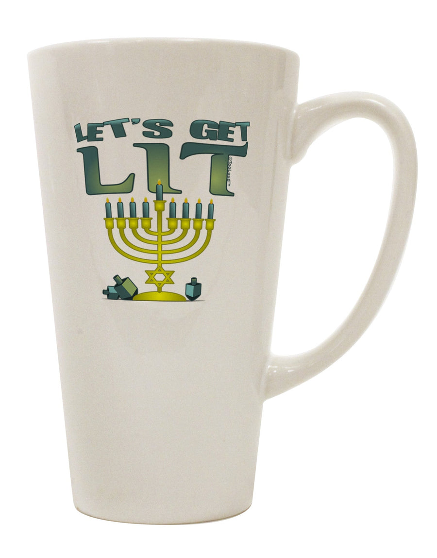 Elevate Your Hanukkah Experience with the Let's Get Lit Menorah 16 Ounce Conical Latte Coffee Mug - TooLoud-Conical Latte Mug-TooLoud-White-Davson Sales