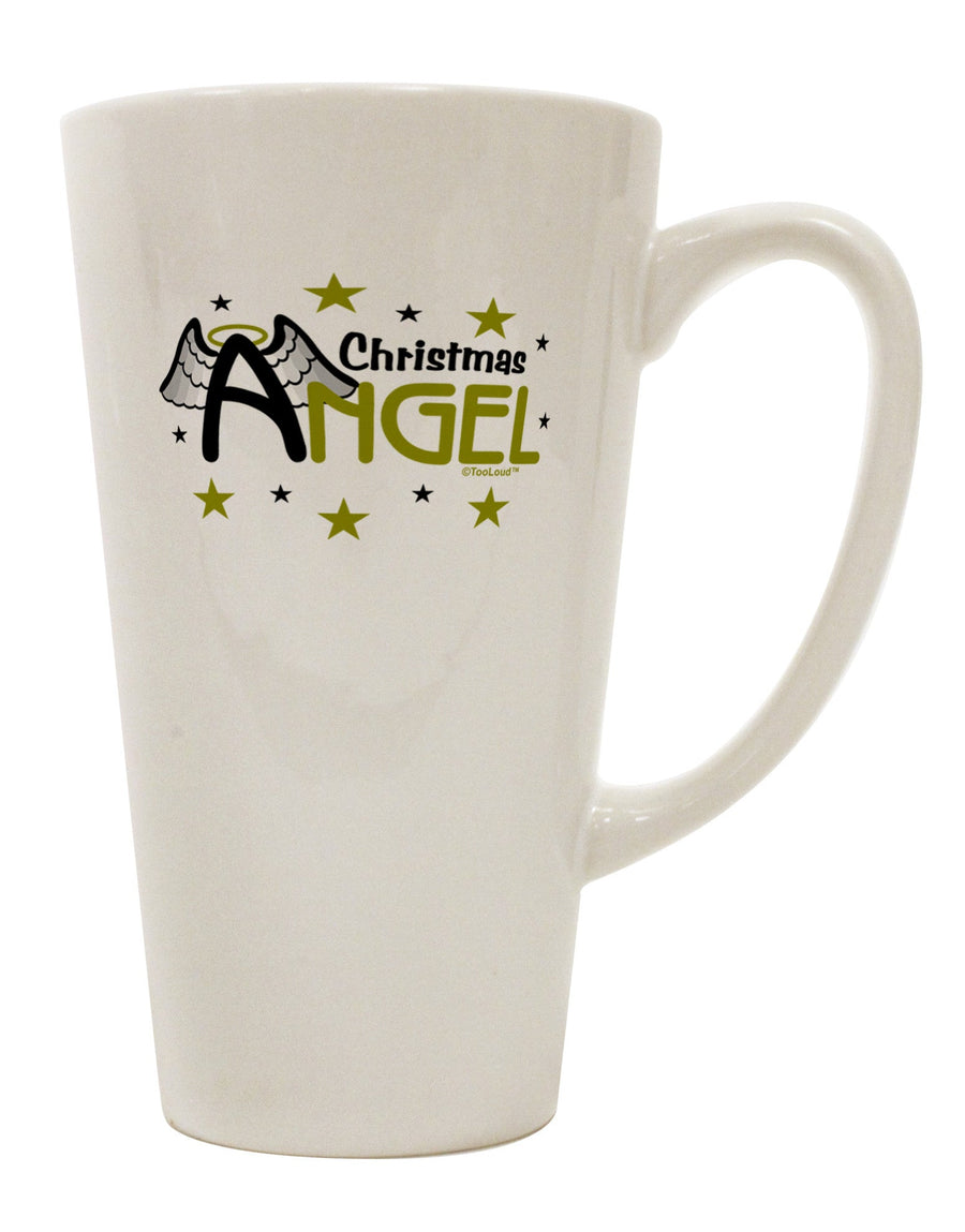 Elevate Your Holiday Spirit with the Exquisite Christmas Angel Text 16 Ounce Conical Latte Coffee Mug - TooLoud-Conical Latte Mug-TooLoud-White-Davson Sales