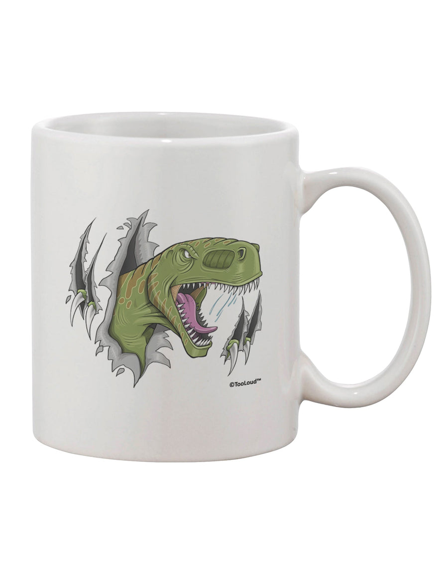 Elevate Your Morning Brew with the Exquisite Green Dinosaur Breaking Free Printed 11 oz Coffee Mug - TooLoud-11 OZ Coffee Mug-TooLoud-White-Davson Sales