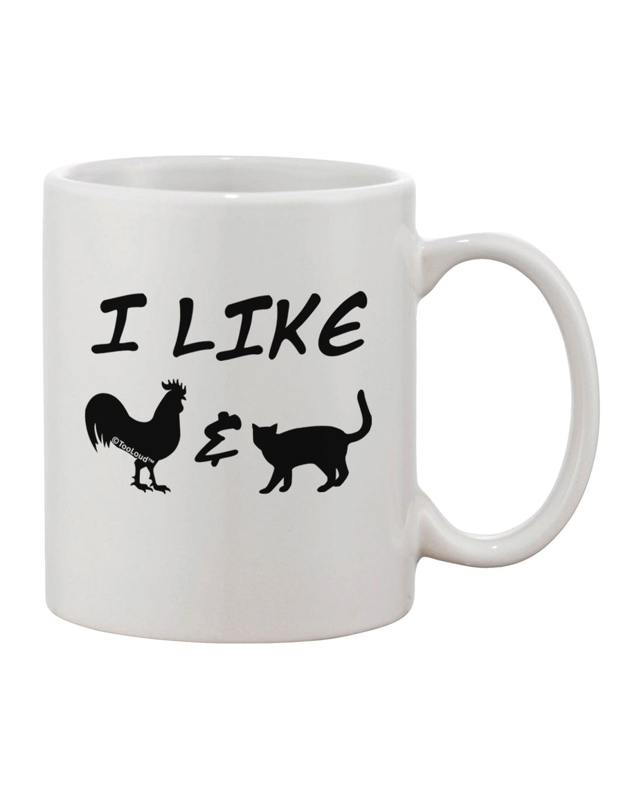 Elevate Your Morning Ritual with the Exquisite Rooster & Cat Silhouette Printed 11 oz Coffee Mug - TooLoud-11 OZ Coffee Mug-TooLoud-White-Davson Sales