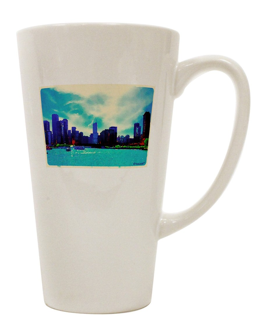 Elevate Your Sipping Experience with the Chicago Skyline Watercolor 16 Ounce Conical Latte Coffee Mug - TooLoud-Conical Latte Mug-TooLoud-White-Davson Sales