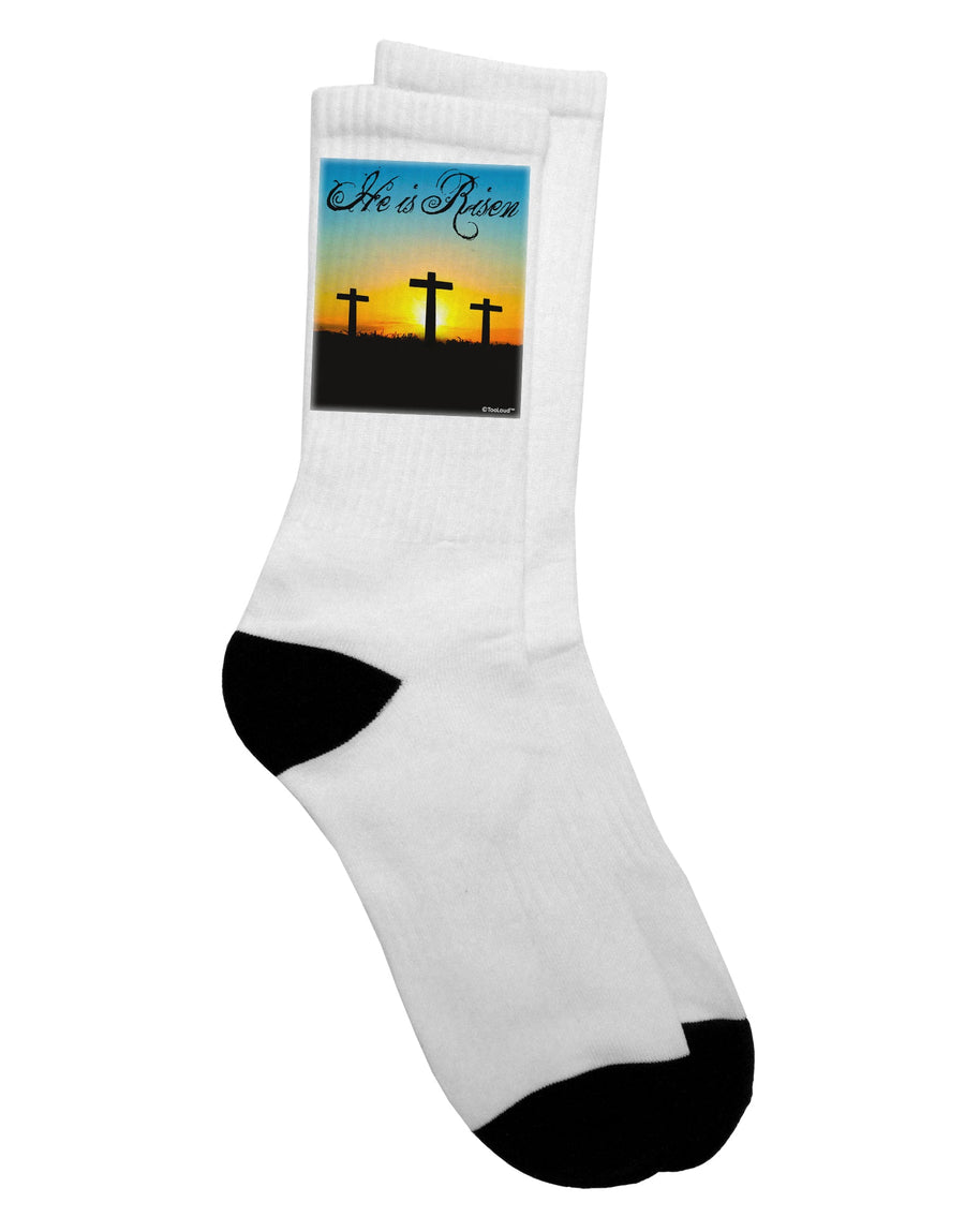 Elevate Your Style with the Three Crosses Sunrise - He Is Risen Adult Crew Socks - by TooLoud-Socks-TooLoud-White-Ladies-4-6-Davson Sales