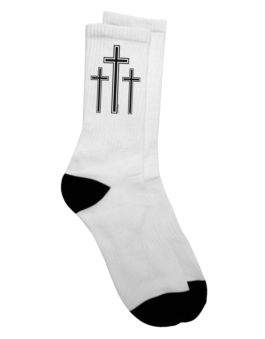 Elevate Your Style with Three Cross Design Easter Adult Crew Socks - by TooLoud-Socks-TooLoud-White-Ladies-4-6-Davson Sales
