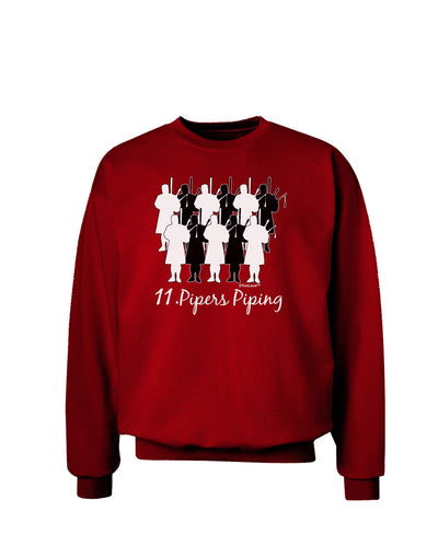 Eleven Pipers Piping Text Adult Dark Sweatshirt-Sweatshirts-TooLoud-Deep-Red-Small-Davson Sales