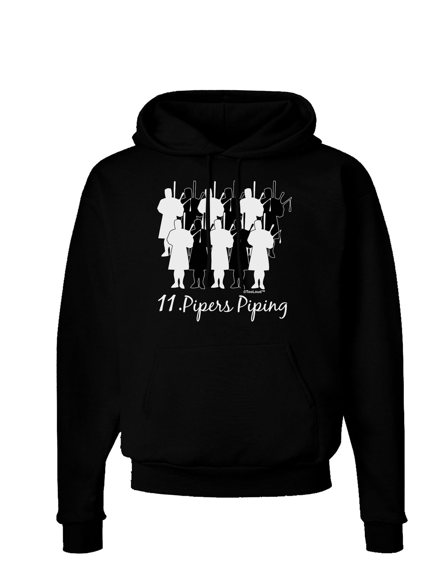Eleven Pipers Piping Text Dark Hoodie Sweatshirt-Hoodie-TooLoud-Black-Small-Davson Sales