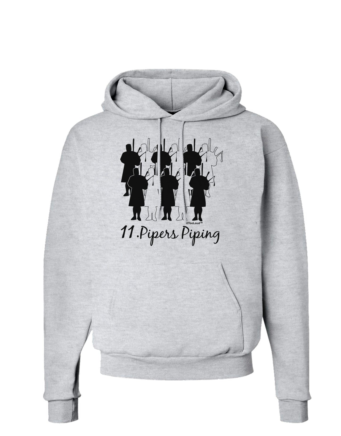 Eleven Pipers Piping Text Hoodie Sweatshirt-Hoodie-TooLoud-AshGray-Small-Davson Sales