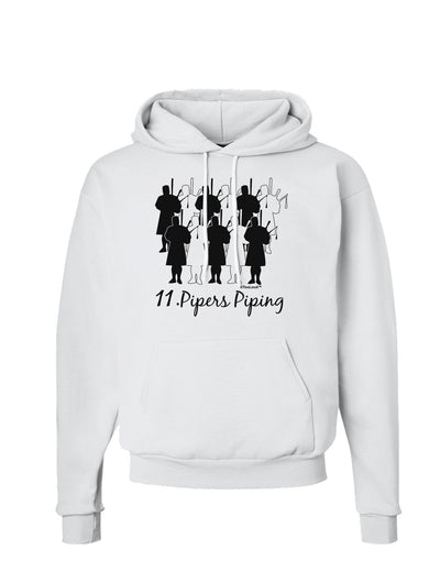 Eleven Pipers Piping Text Hoodie Sweatshirt-Hoodie-TooLoud-White-Small-Davson Sales