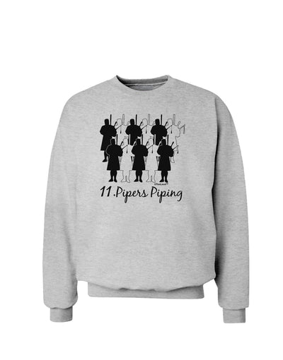 Eleven Pipers Piping Text Sweatshirt-Sweatshirts-TooLoud-AshGray-Small-Davson Sales