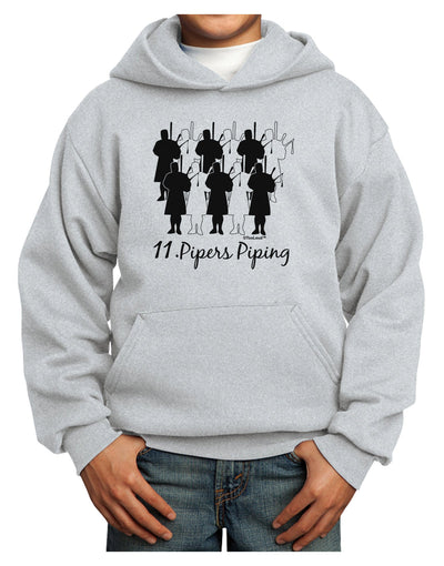 Eleven Pipers Piping Text Youth Hoodie Pullover Sweatshirt-Youth Hoodie-TooLoud-Ash-XS-Davson Sales