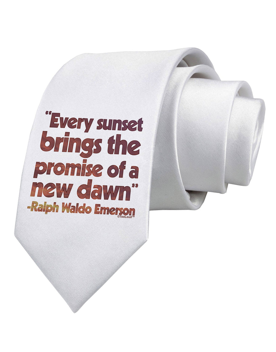 Emerson Sunset Quote Printed White Necktie