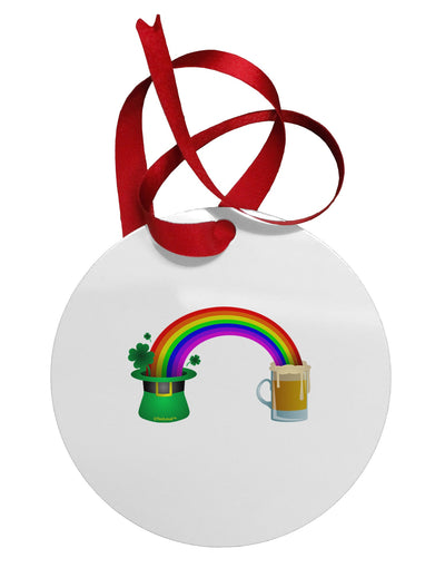 End Of The Rainbow - Beer Circular Metal Ornament-Ornament-TooLoud-White-Davson Sales