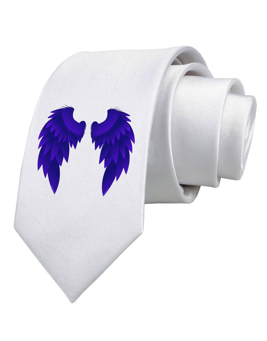 Epic Dark Angel Wings Design Printed White Necktie