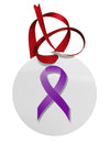 Epilepsy Awareness Ribbon - Purple Circular Metal Ornament-Ornament-TooLoud-White-Davson Sales