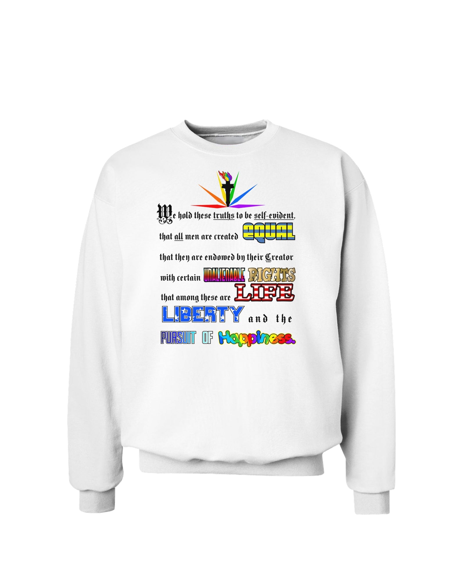 Equality Life Liberty Pursuit of Happiness Sweatshirt-Sweatshirts-TooLoud-White-Small-Davson Sales