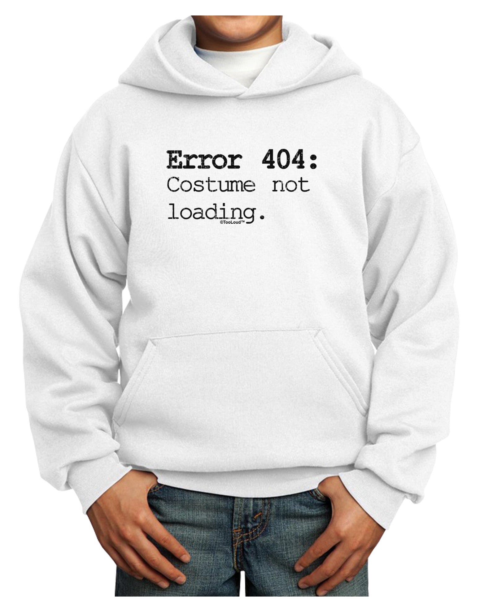 Error 404 Costume Distressed Youth Hoodie Pullover Sweatshirt-Youth Hoodie-TooLoud-White-XS-Davson Sales