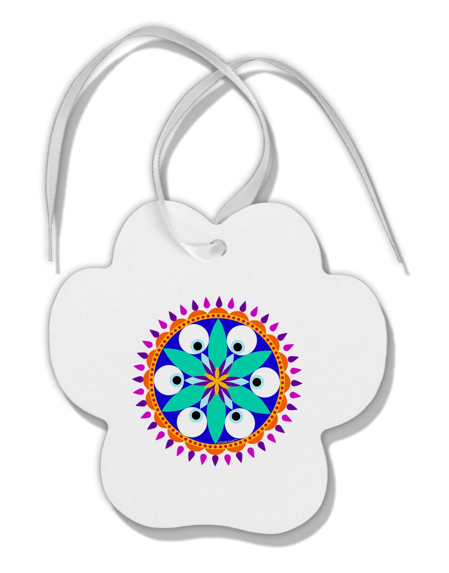 Evil Eye Protection Mandala Paw Print Shaped Ornament by TooLoud-TooLoud-White-Davson Sales