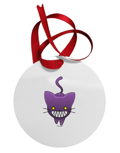 Evil Kitty Circular Metal Ornament-Ornament-TooLoud-White-Davson Sales