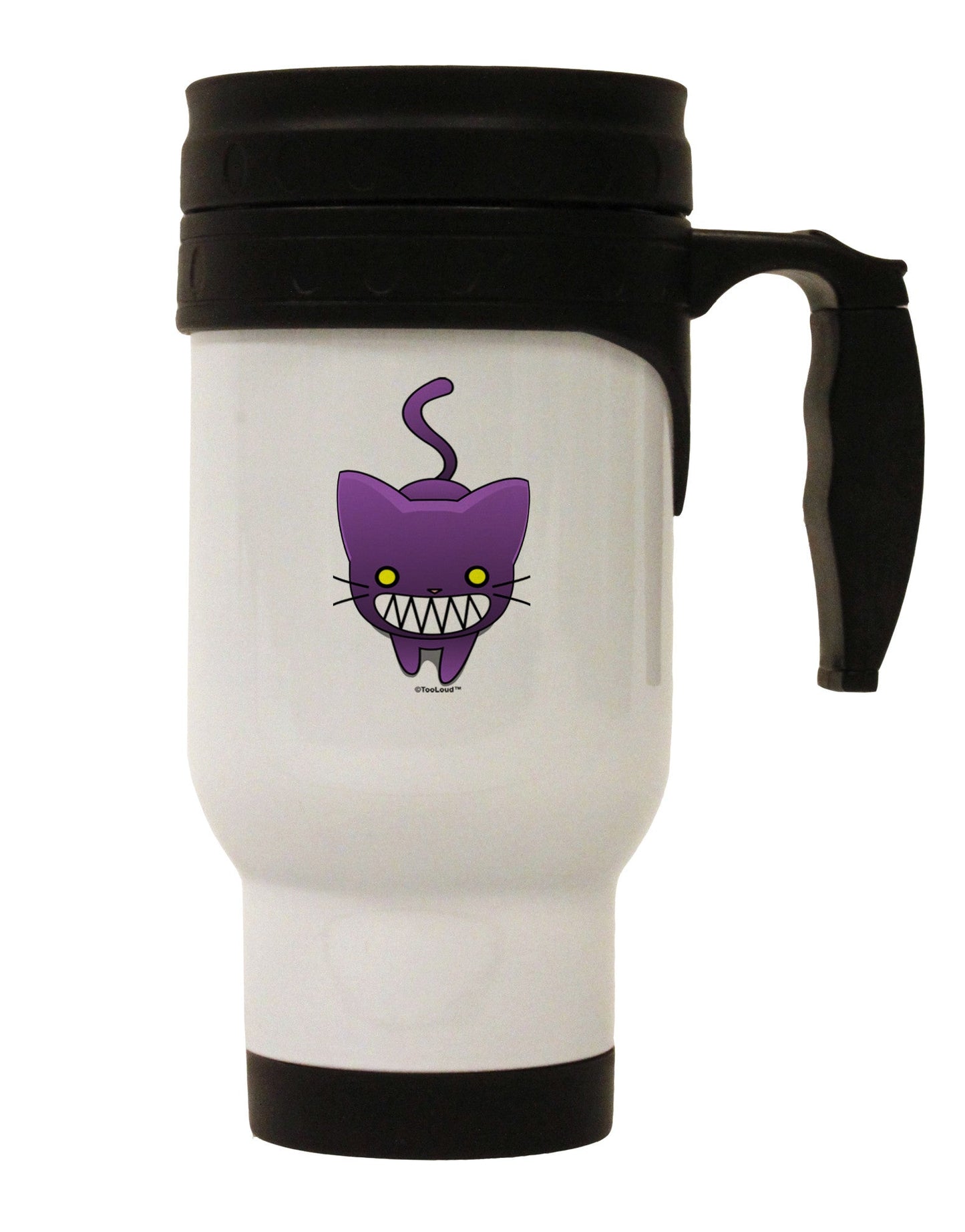Evil Kitty Stainless Steel 14oz Travel Mug-Travel Mugs-TooLoud-White-Davson Sales