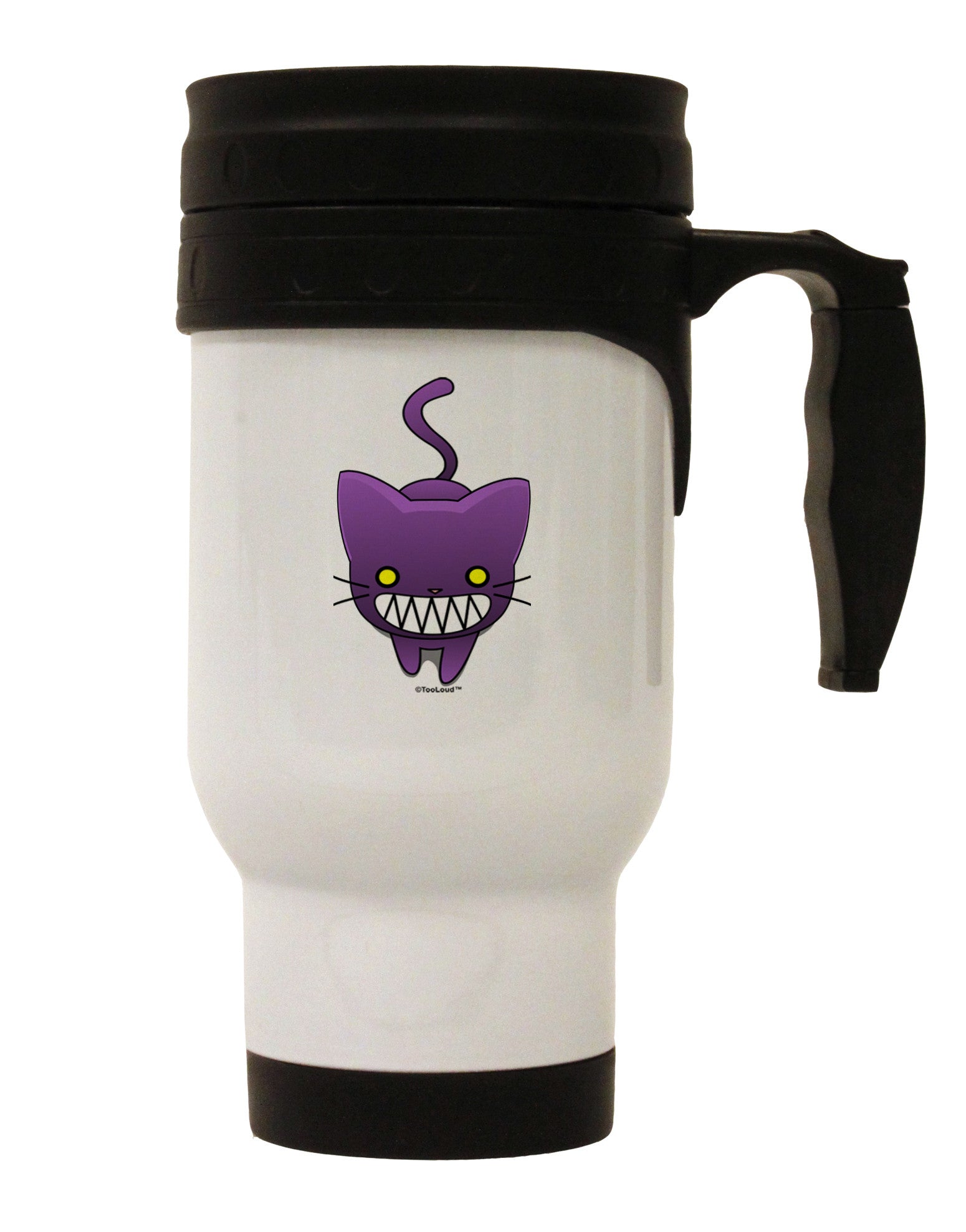 Evil Kitty Stainless Steel 14oz Travel Mug-Travel Mugs-TooLoud-White-Davson Sales