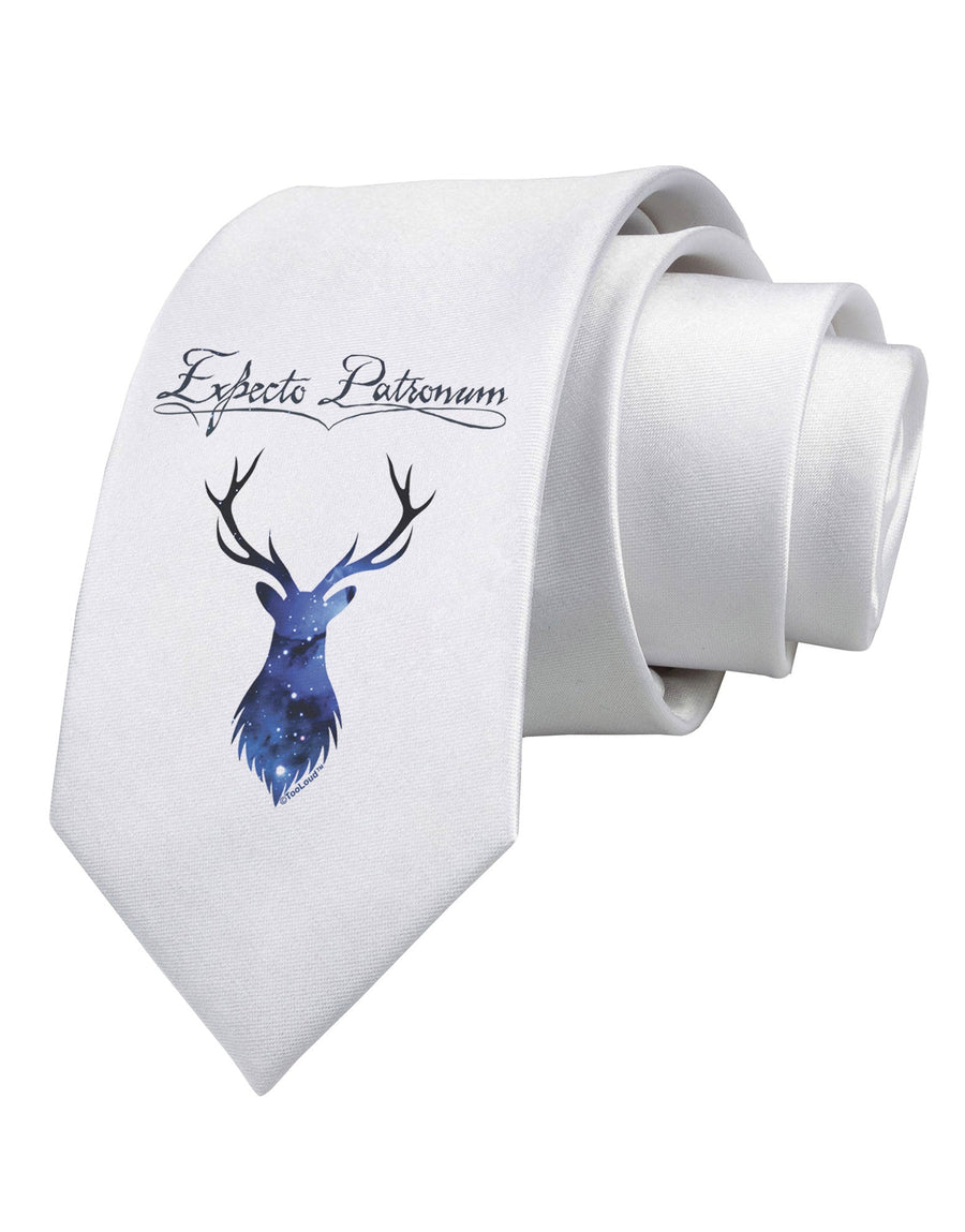 Expecto Patronum Space Stag Printed White Necktie