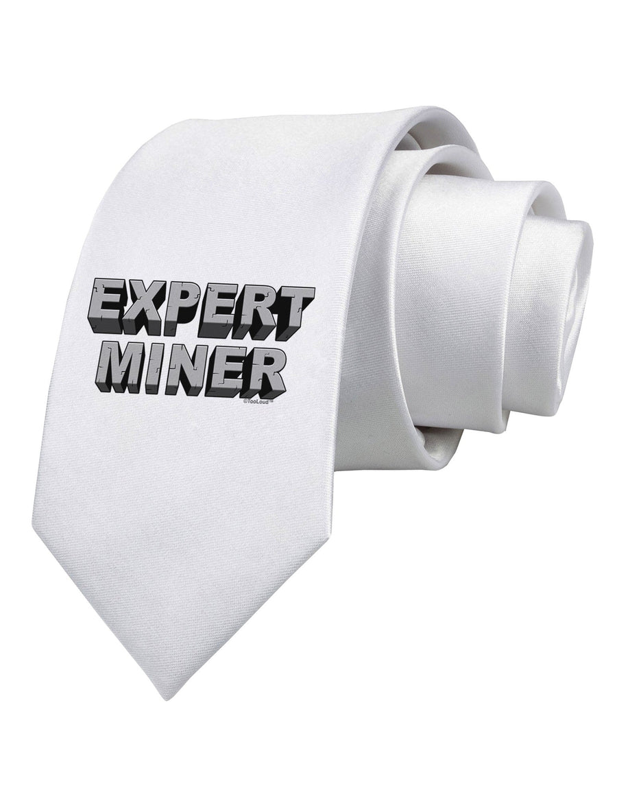 Expert Miner Printed White Necktie