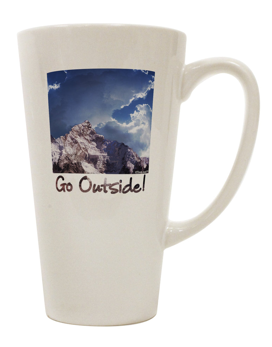 Explore the Great Outdoors with the Go Outside Mountain 16 Ounce Conical Latte Coffee Mug - TooLoud-Conical Latte Mug-TooLoud-White-Davson Sales