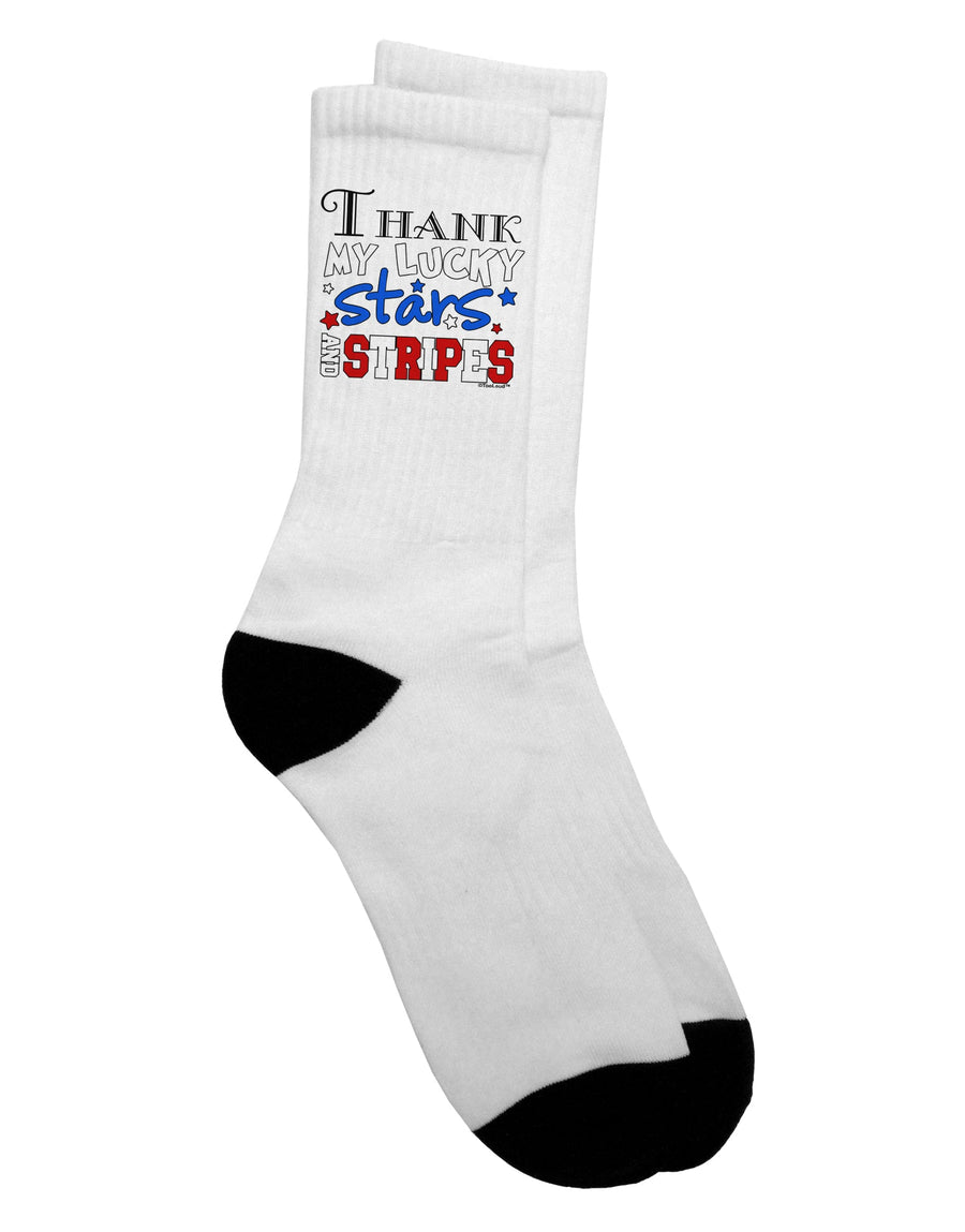 Express Your Patriotism with the Thank My Lucky Stars and Stripes Color Adult Crew Socks - TooLoud-Socks-TooLoud-White-Ladies-4-6-Davson Sales