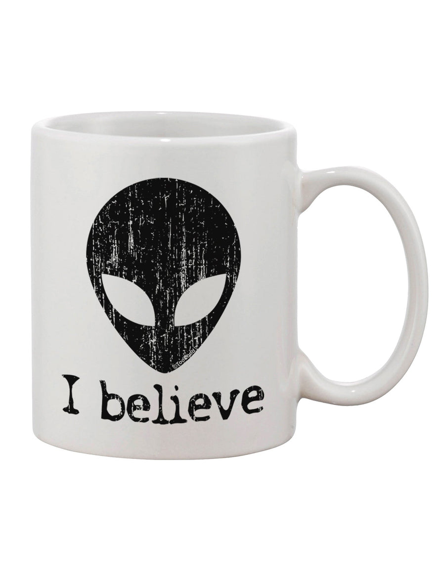 Exquisite Extraterrestrial - I Believe Distressed Printed 11 oz Coffee Mug by TooLoud - A Must-Have for Discerning Drinkware Enthusiasts-11 OZ Coffee Mug-TooLoud-White-Davson Sales