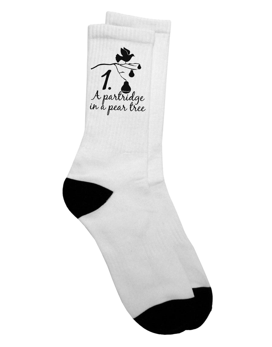"Exquisite Partridge In A Pear Tree Text Adult Crew Socks - Enhance Your Style with Elegance" - TooLoud