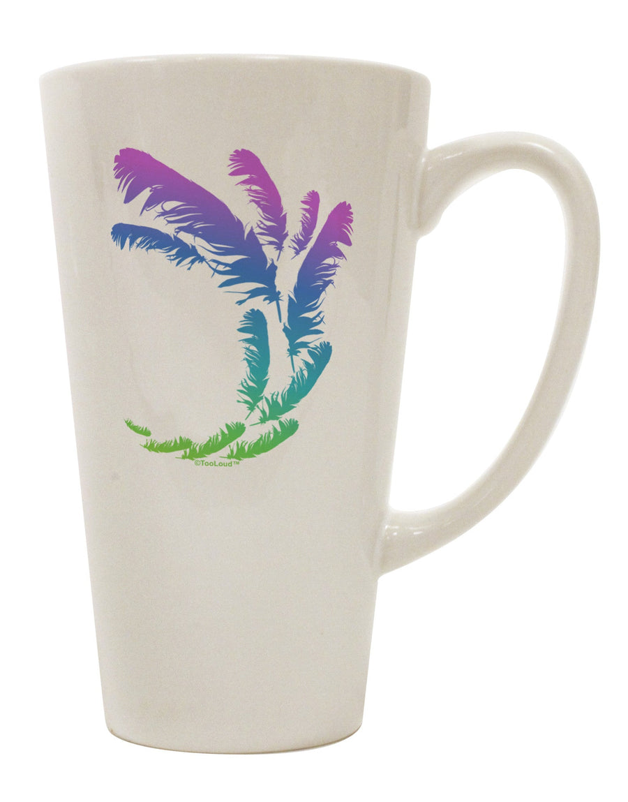 Exquisite Tropical Feathers 16 Ounce Conical Latte Coffee Mug - TooLoud-Conical Latte Mug-TooLoud-White-Davson Sales