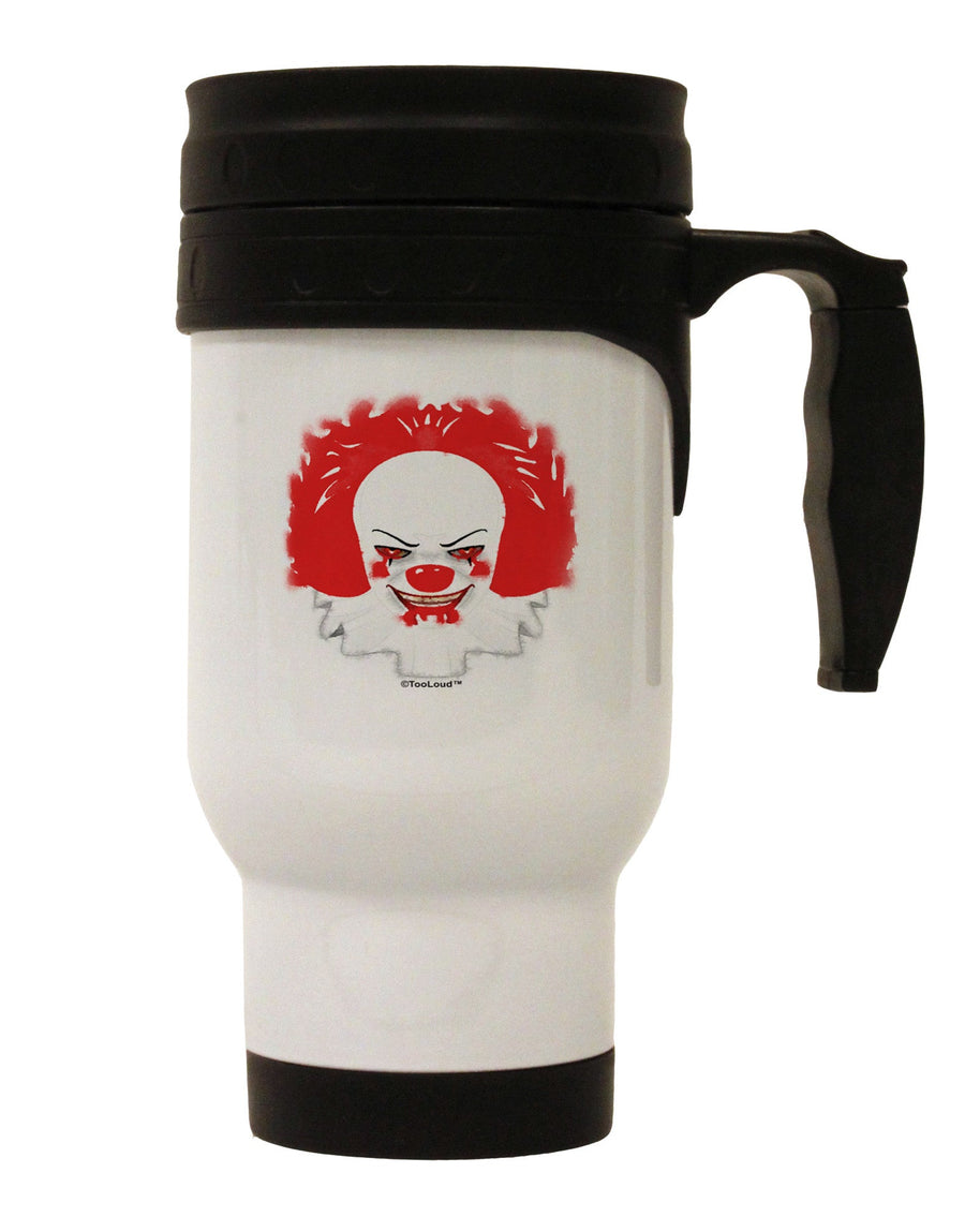 Extra Scary Clown Watercolor Stainless Steel 14oz Travel Mug-Travel Mugs-TooLoud-White-Davson Sales