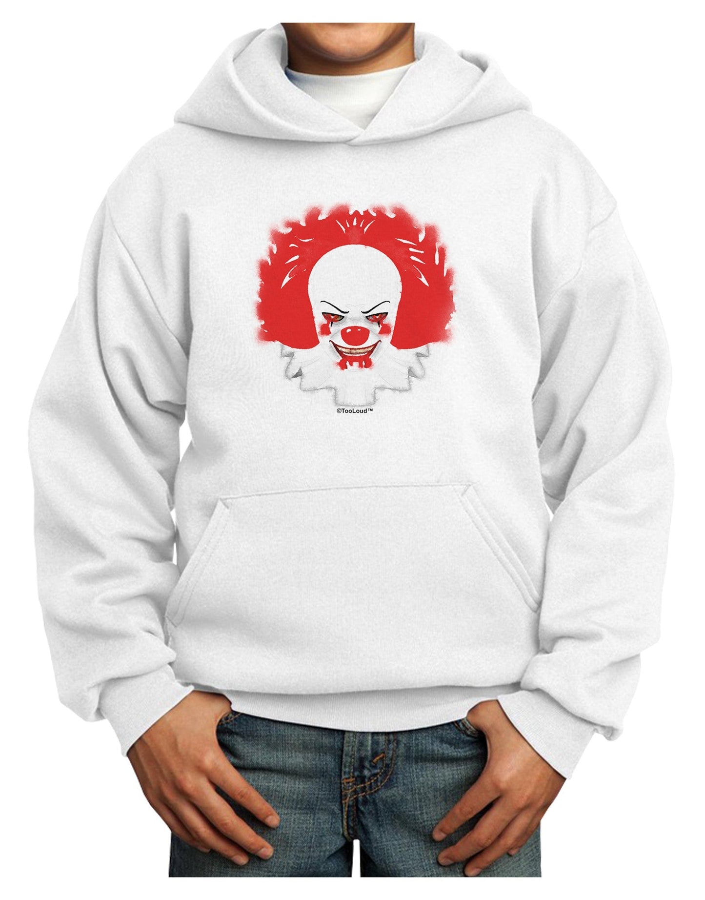 Extra Scary Clown Watercolor Youth Hoodie Pullover Sweatshirt-Youth Hoodie-TooLoud-White-XS-Davson Sales