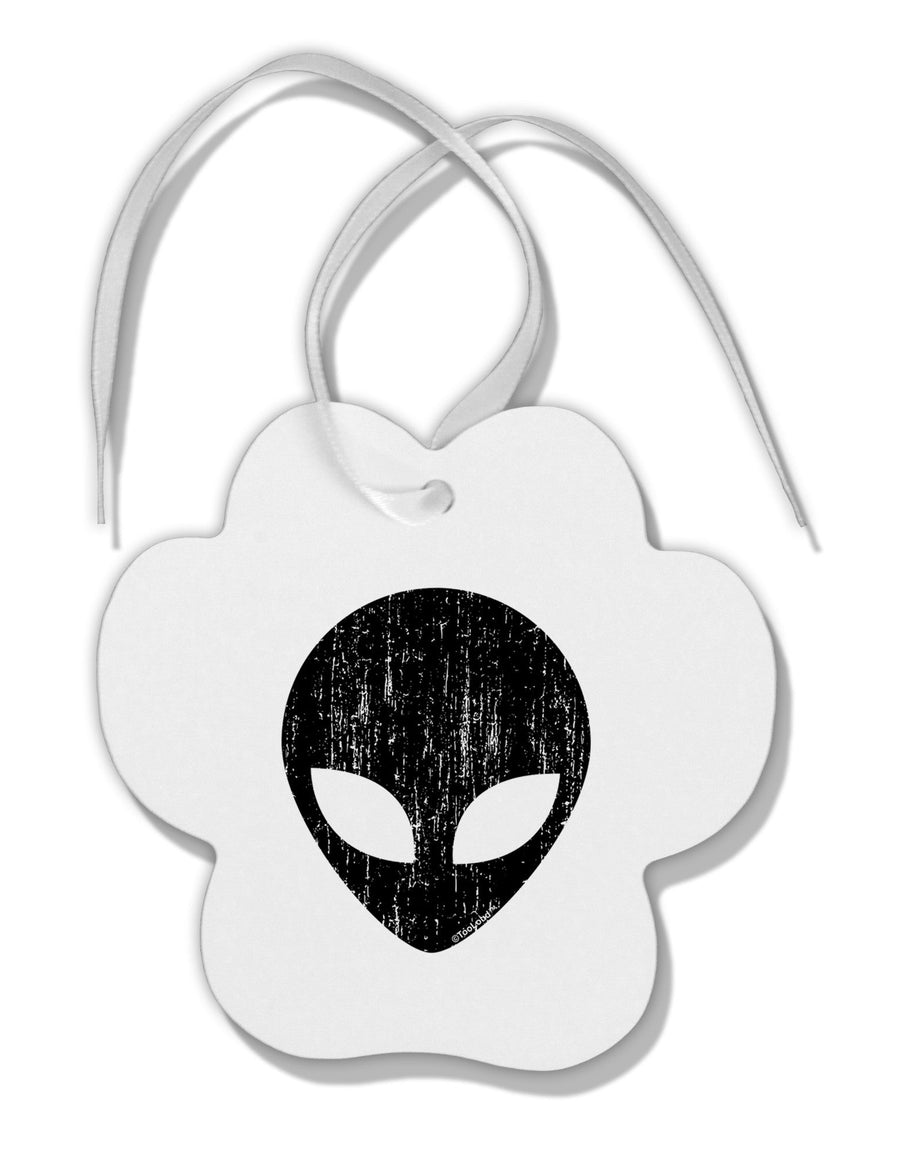 Extraterrestrial Face - Alien Distressed Paw Print Shaped Ornament by TooLoud-Ornament-TooLoud-White-Davson Sales