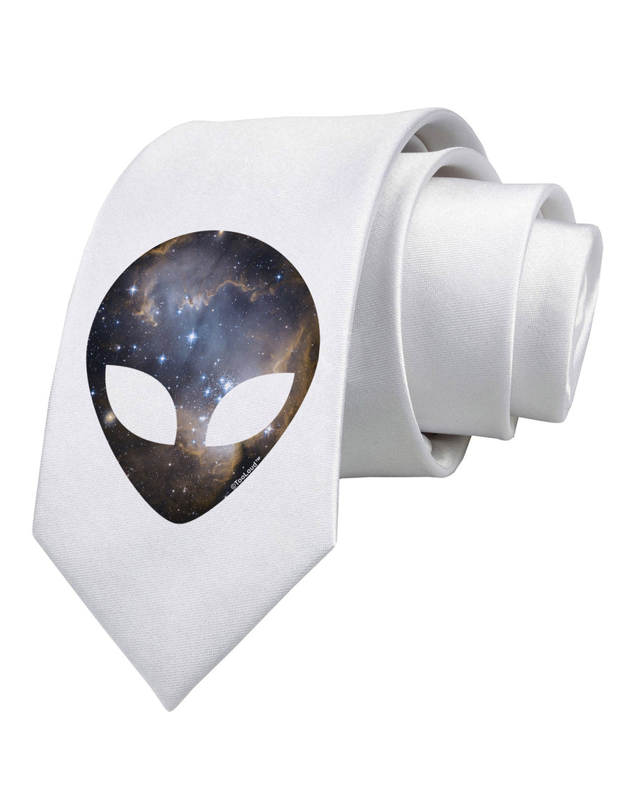 Extraterrestrial Face - Space #1 Printed White Necktie by TooLoud