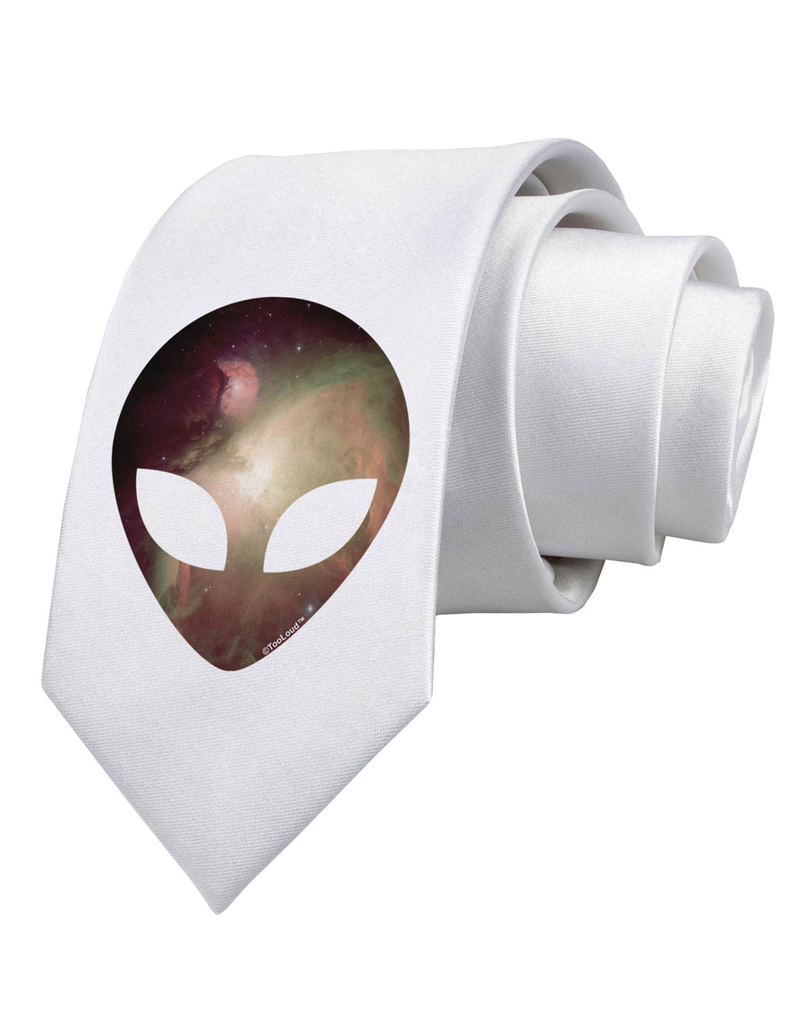 Extraterrestrial Face - Space #2 Printed White Necktie by TooLoud