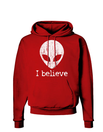 Extraterrestrial - I Believe Distressed Dark Hoodie Sweatshirt by TooLoud-Hoodie-TooLoud-Red-Small-Davson Sales