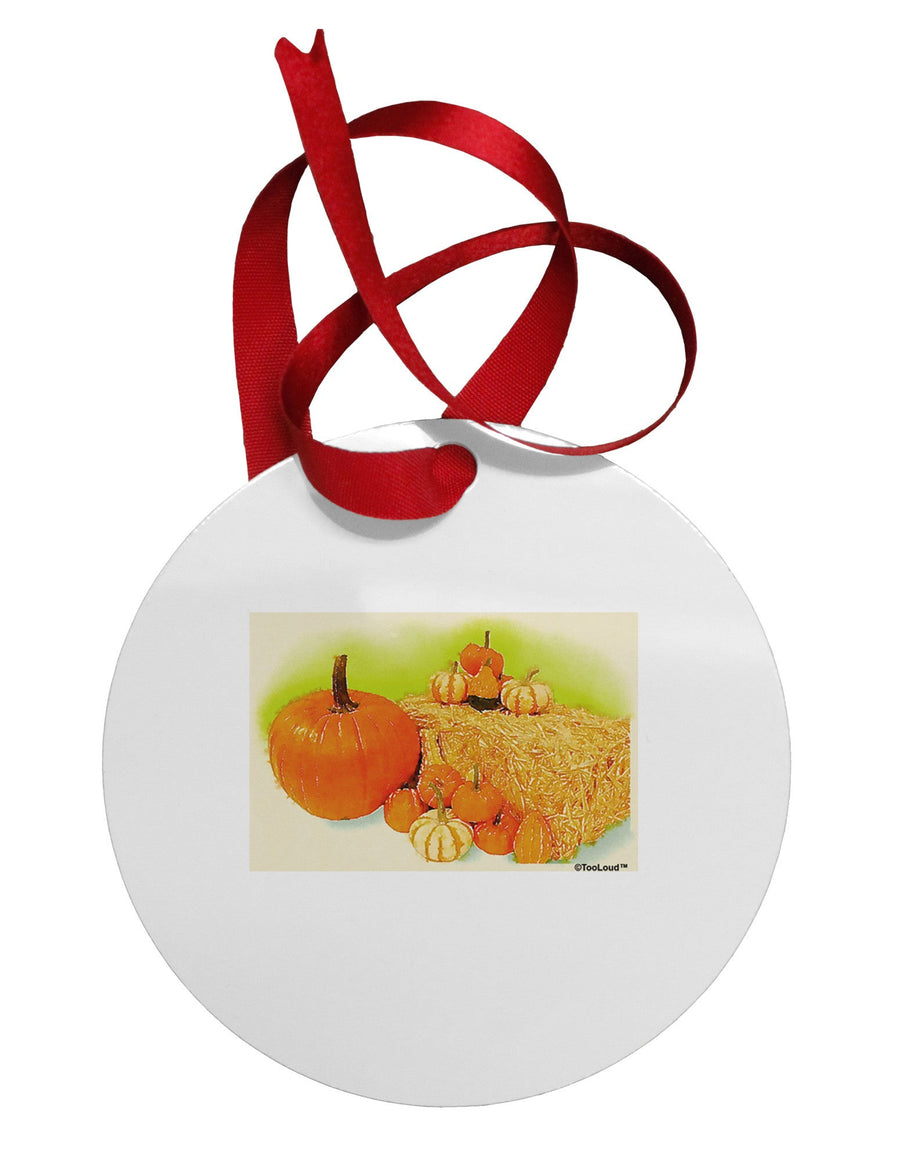 Fall Pumpkin Scene Circular Metal Ornament-Ornament-TooLoud-White-Davson Sales