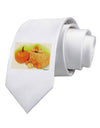 Fall Pumpkin Scene Printed White Necktie