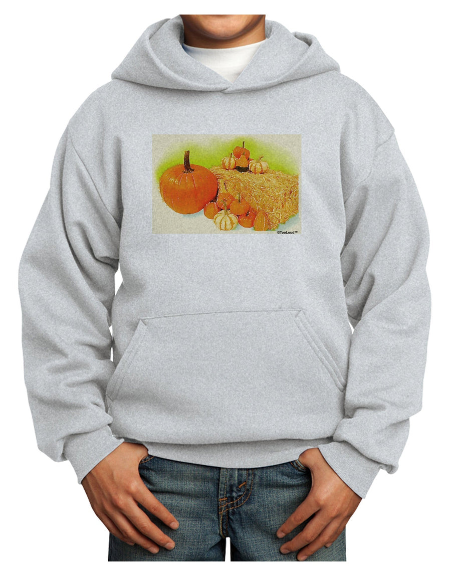 Fall Pumpkin Scene Youth Hoodie Pullover Sweatshirt-Youth Hoodie-TooLoud-White-XS-Davson Sales