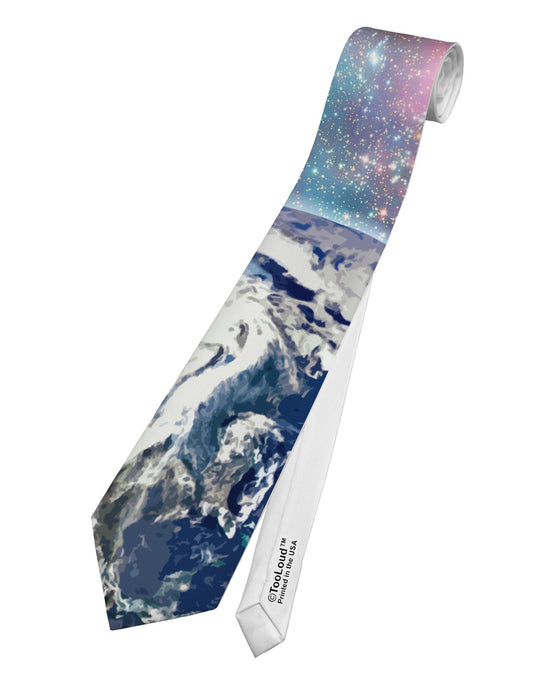 Fantasy Galactic Earth All Over Printed White Necktie All Over Print