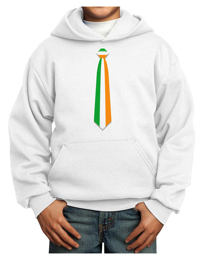 Faux Irish Flag Tie St Patricks Day Youth Hoodie Pullover Sweatshirt-Youth Hoodie-TooLoud-White-XS-Davson Sales